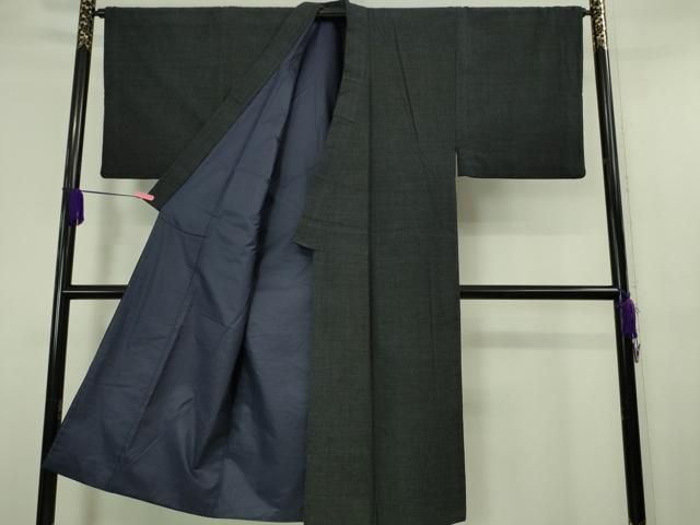 平和屋本店□極上 男性 本場結城紬 重要無形文化財 杢 奥順謹製 濃紺地