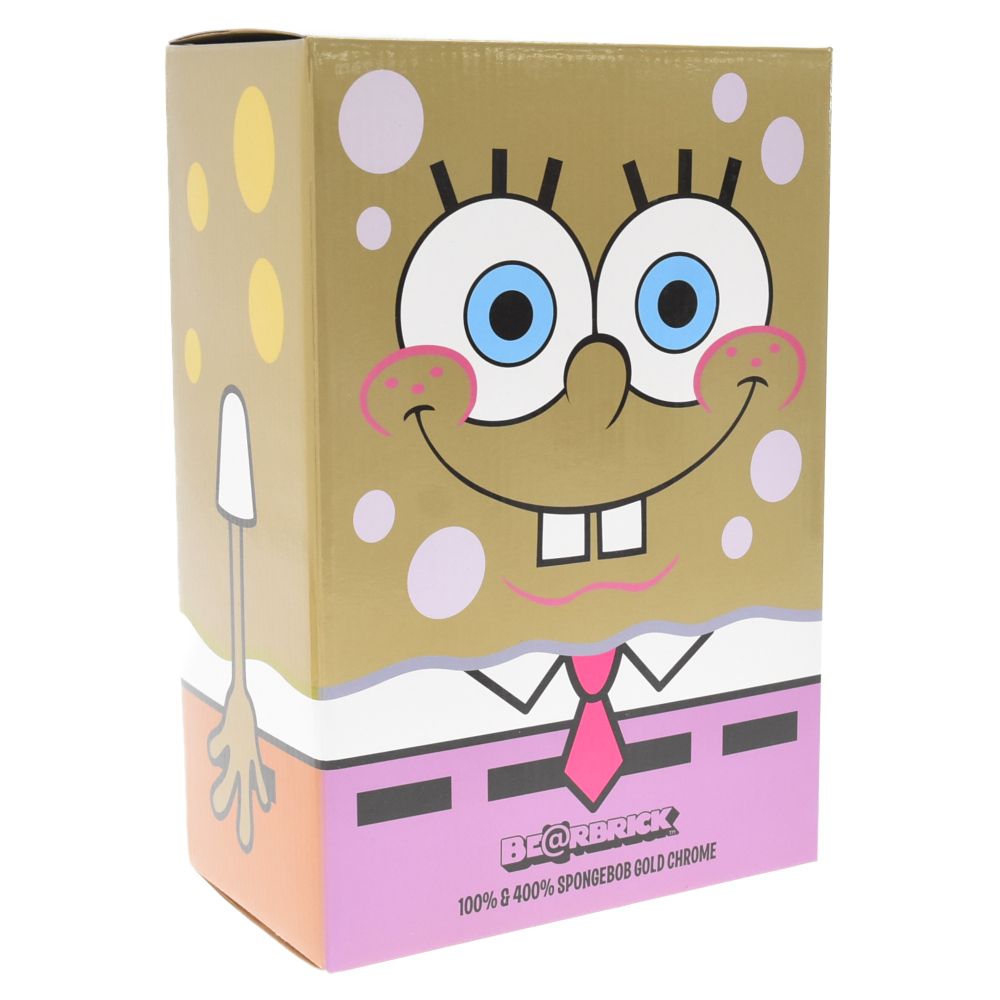 MEDICOM TOY (メディコムトイ) BE@RBRICK SPONGEBOB GOLD CHROME 100%/400% ベアブリック  スポンジボブ ゴールドクローム フィギュア ゴールド