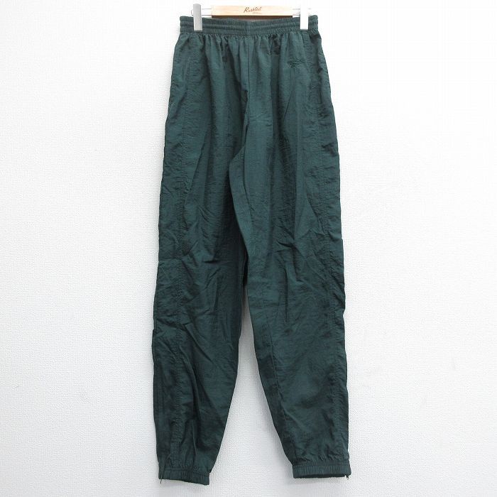 W32/古着 リーボック ナイロン パンツ メンズ 90s ワンポイントロゴ 緑 グリーン 24aug02 中古 ボトムス ロング