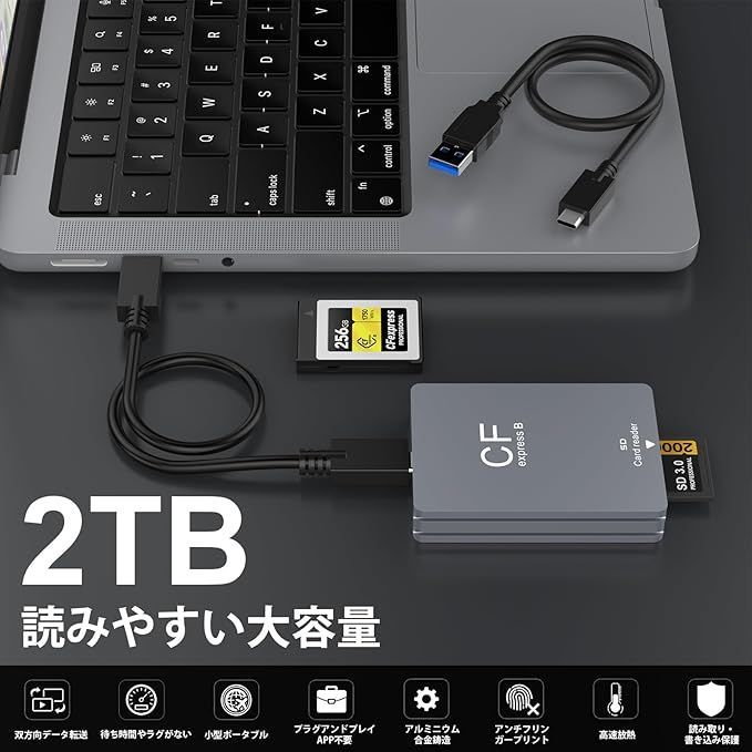 2023新設計】CFexpress Type B/SD カードリーダー USB3.2 ダブルスロットカードリーダー10Gbps高速転送  CFexpress専用カードリーダー アルミ合金 高耐久 Thunderbolt 3 ポート接続サポー - メルカリ