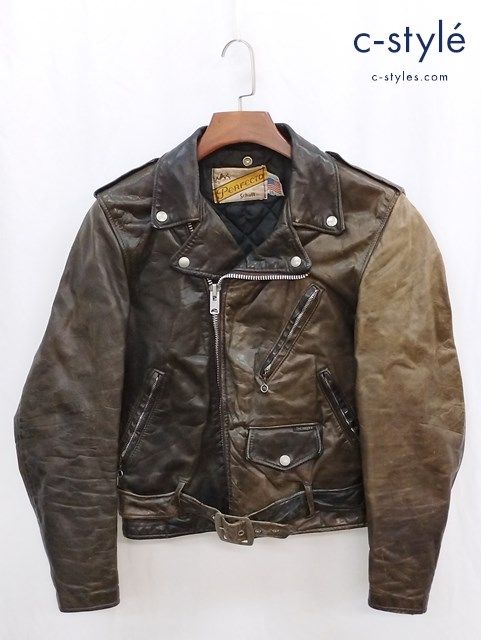 D243 [人気] schott ショット レザー ダブルライダース 38 ブラウン系 アメリカ製 | O