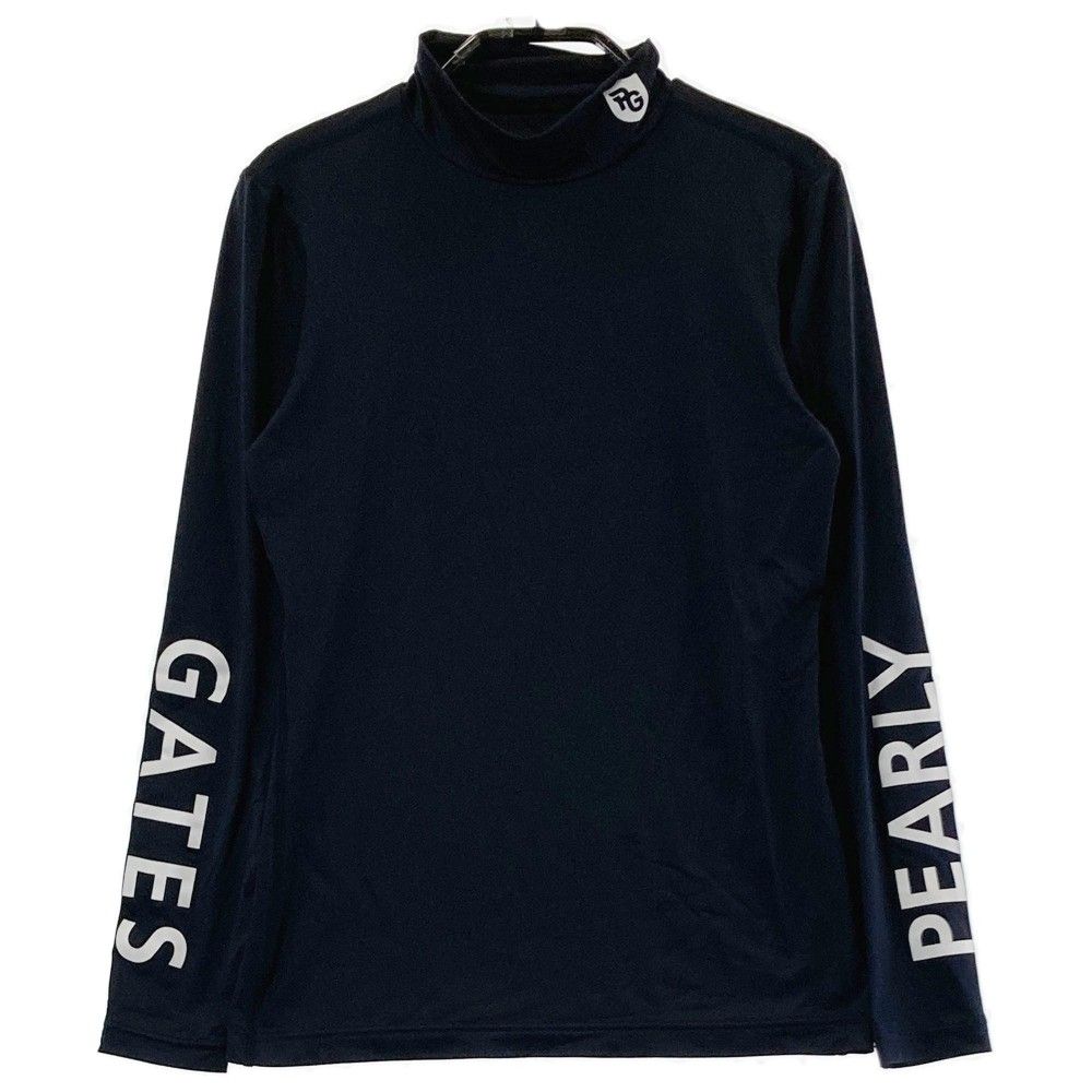 サイズ：0 PEARLY GATES パーリーゲイツ  ハイネック 長袖インナーTシャツ 袖ロゴ  ネイビー系 [240101422938] ゴルフウェア レディース ストスト サイズ：0 PEARLY GATES パーリーゲイツ ハイネック 長袖