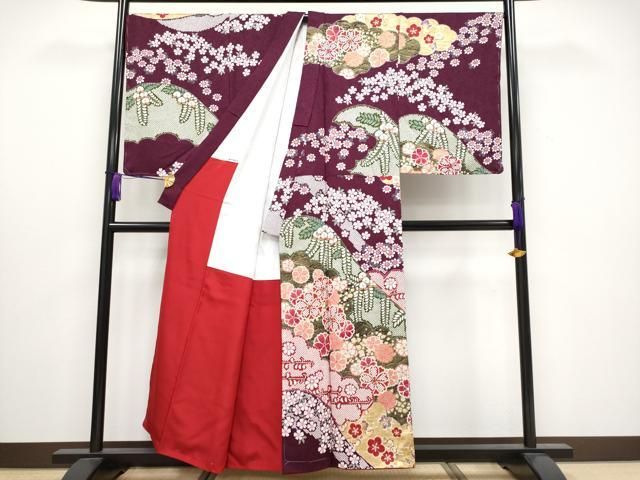 平和屋本店 上 男性 訪問着 雲取り舞花文 金彩 紫紺色地 ♥ CYAA3213s5