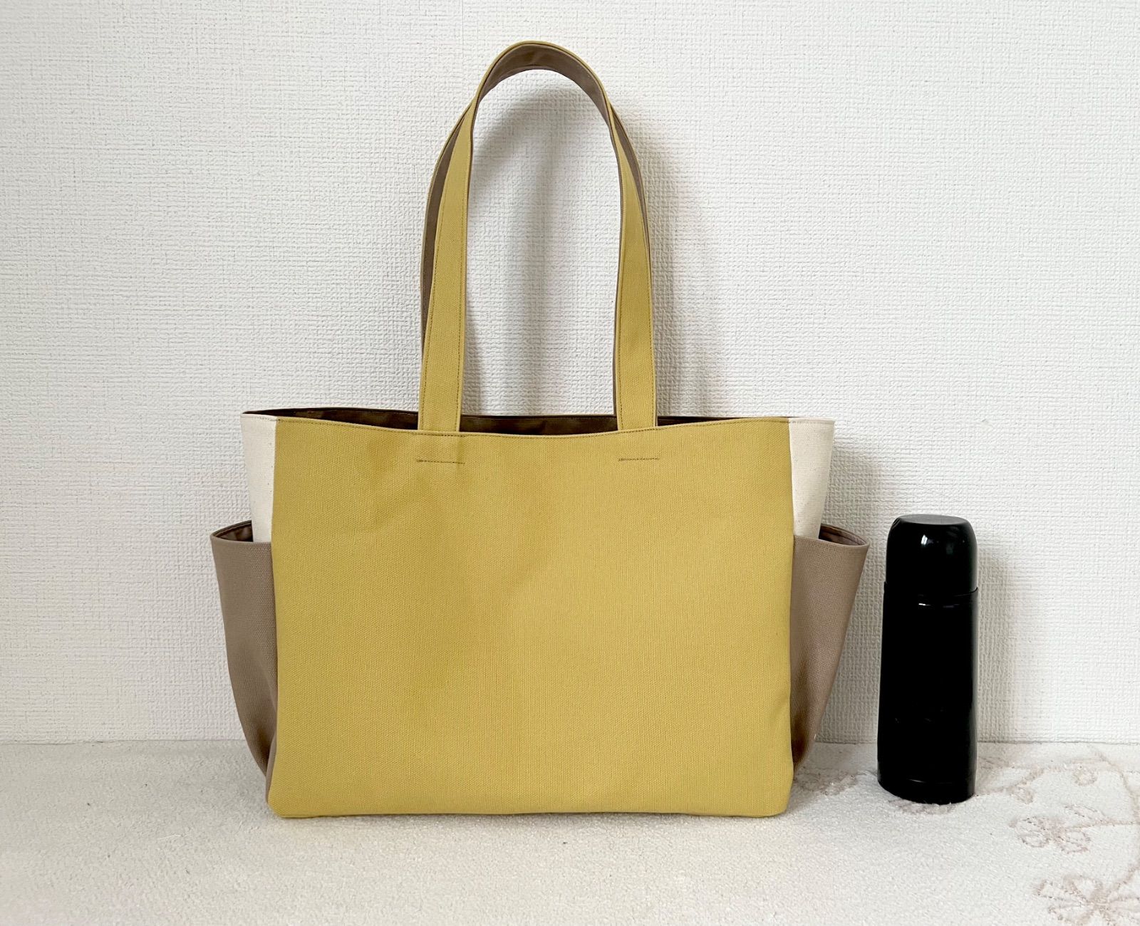 Lサイズ】カラシ 8号倉敷帆布使用 肩掛けバッグ akaneko 大きめ