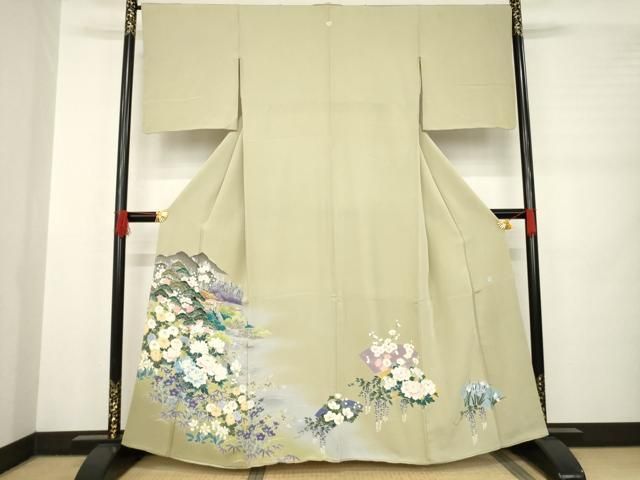 平和屋着物●豪華色留袖 友禅 作家物 風景花文 正絹 AABB4471ck