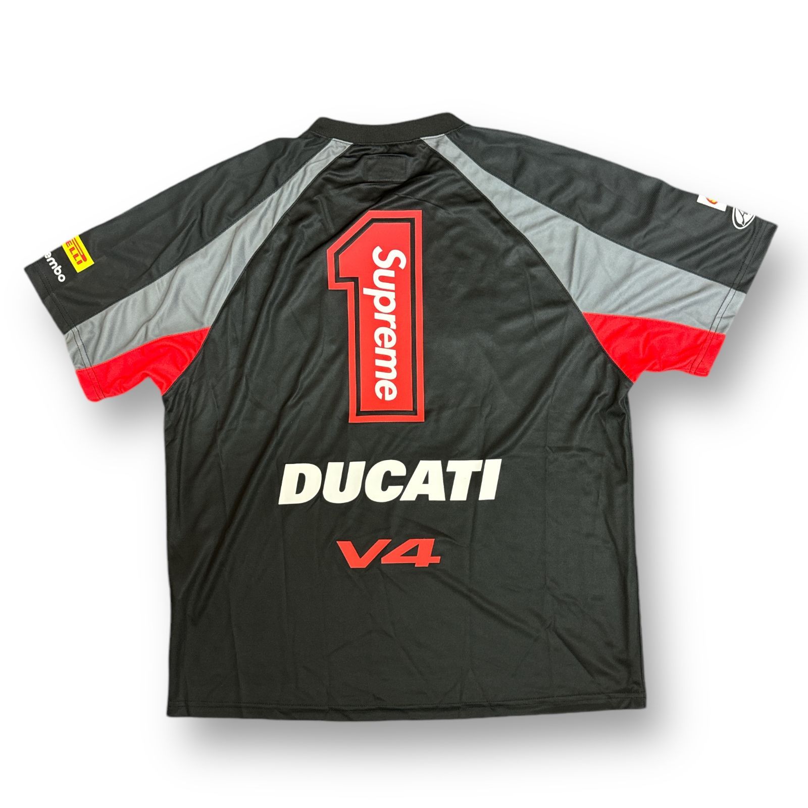 国内正規 美品 Supreme 24SS Ducati Soccer Jersey コラボ ドゥカティ サッカージャージ ゲームシャツ Tシャツ シュプリーム ブラック XL  75951A3