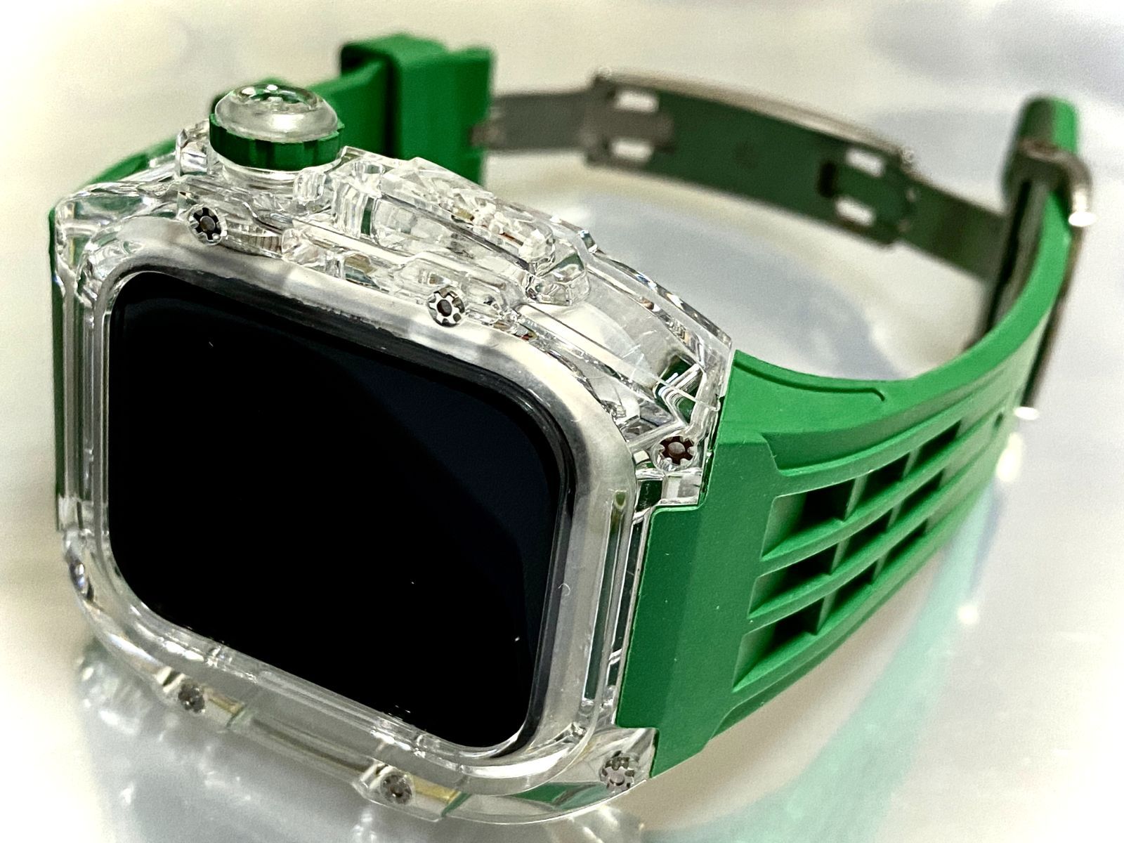 グリーンB★Apple Watch  ラバー　バンド　ケース　アップルウォッチ ｸﾞﾘｰﾝ☆アップルウォッチバンド ラバーベルト カバー Apple Watch