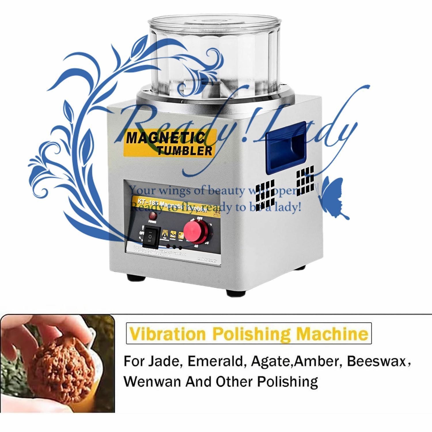デスクトップ磁気ポリッシャー 2000rpmミニジュエリーロータリーグラインダータンブラー 60分タイマー付き 3.3ポンド容量 HRDEVELOPMENT_JP