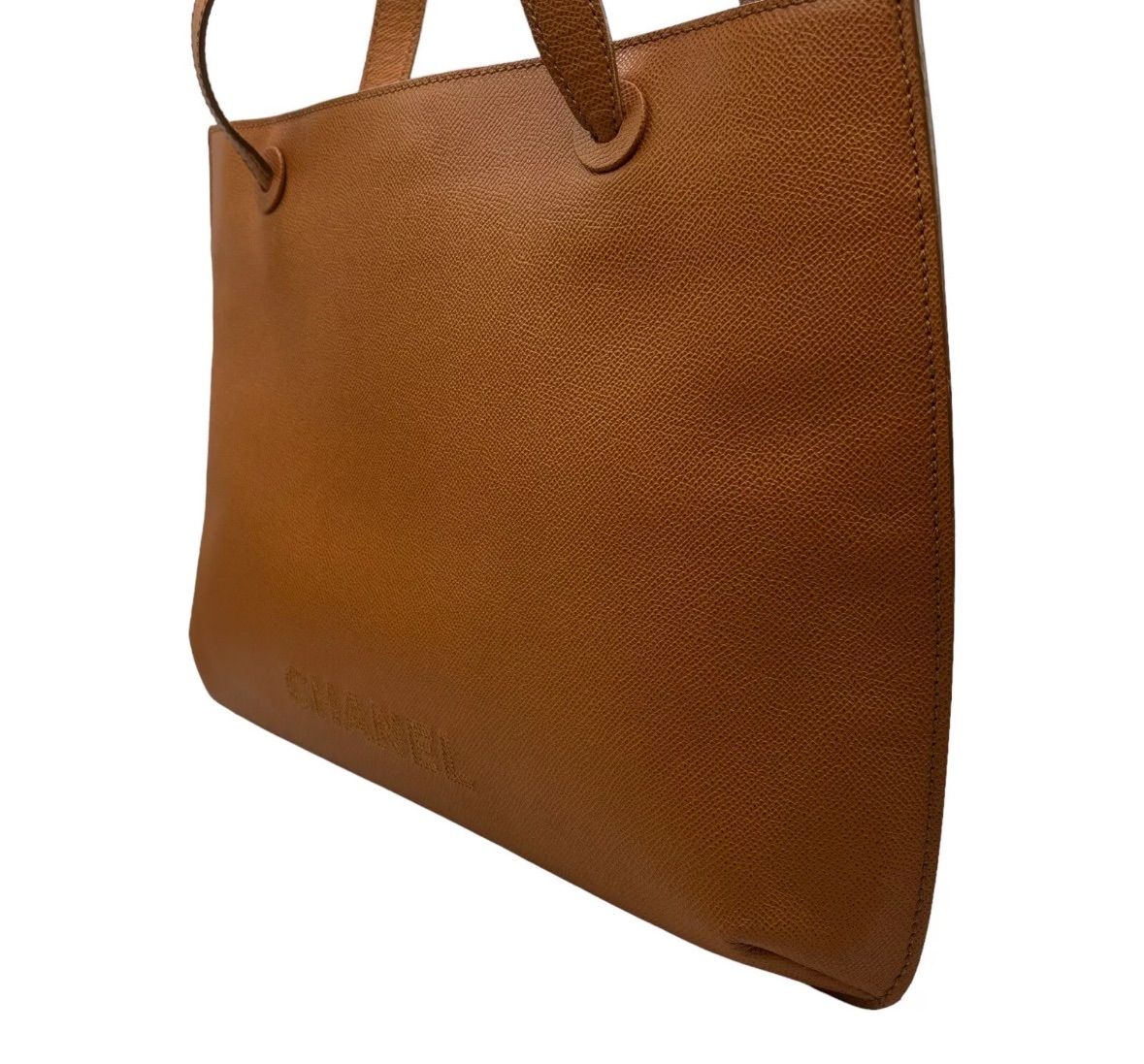 CHANEL ブラウン レザー トートバッグ Arabic 90s vintage メッセージtCHANEL トートバッグ キャメル