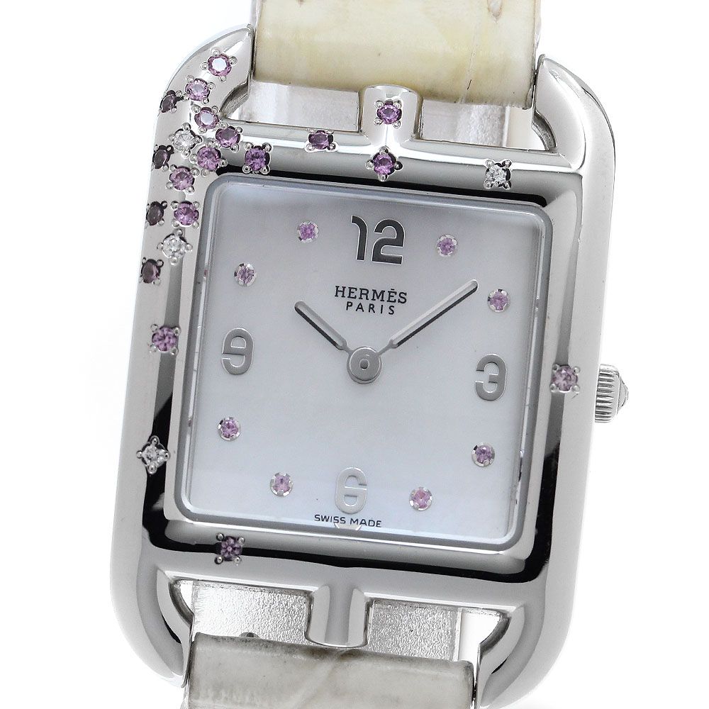 エルメス HERMES CC1.233 ケープコッド ピンクサファイア ダイヤモンド クォーツ レディース _912530