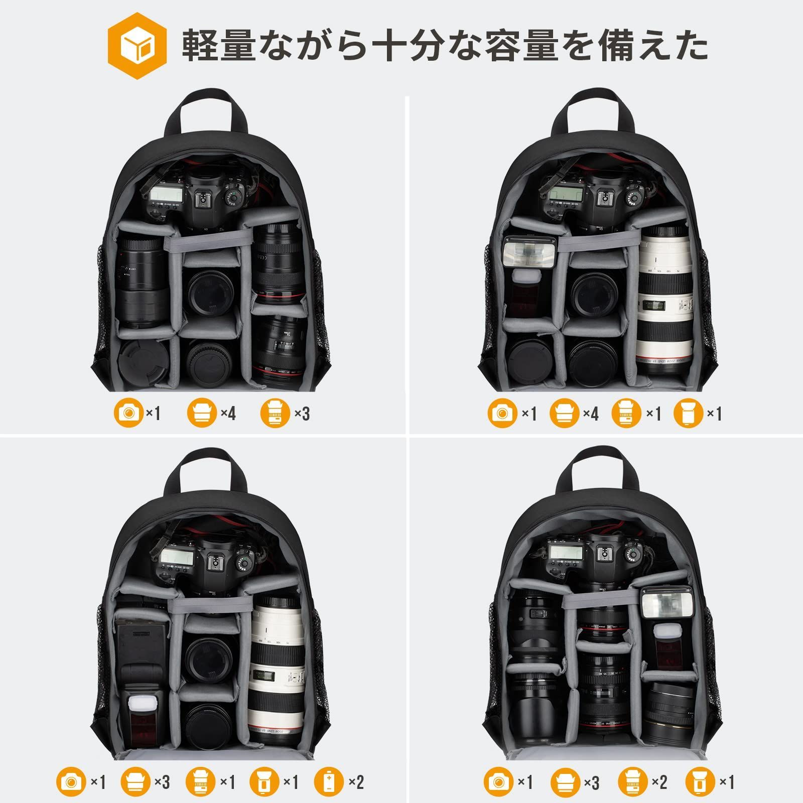 在庫セール】バッグ カメラ リュック カメラリュック レインカバー付き