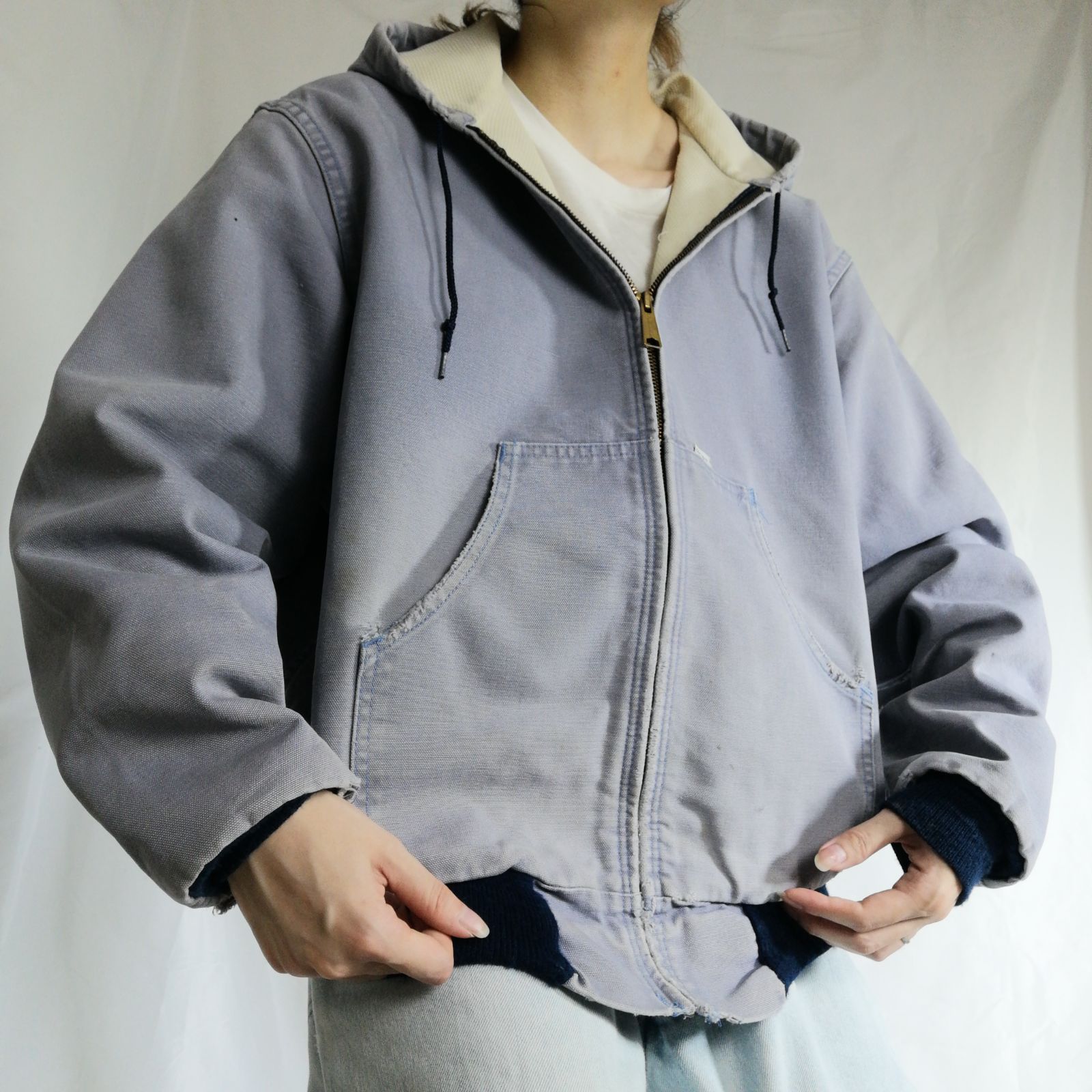 希少 古着 USA製 80年代 カーハート Carhartt アクティブジャケット ダックジャケット ワークジャケット パーカー メンズ M  ヴィンテージ フェード 襤褸 - メルカリ