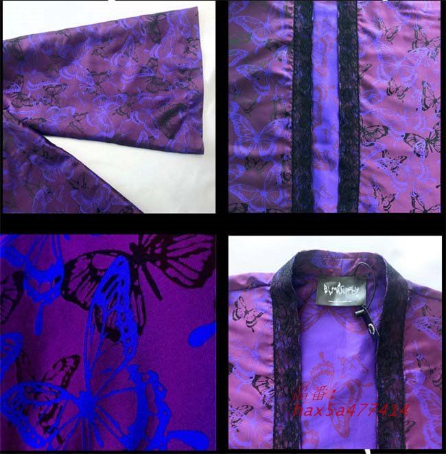 30日間返品無料。 ハロウィン 仮装舞踏会 女性用 ゴシック暗黒 パンク風 振袖 パープル 着物 コスチューム 歌姫 3点上下セット hax5a477414