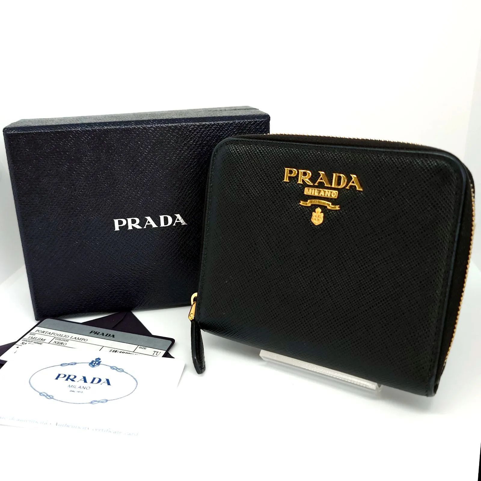 付属品完備】PRADA プラダ 二つ折り財布 1ML036 財布 サフィアーノ 
