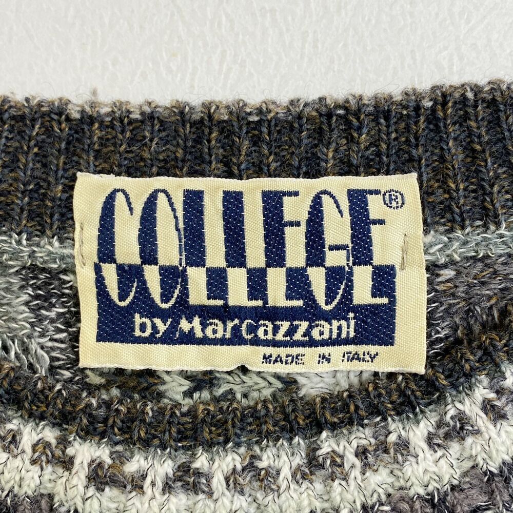 COLLEGE by Marcazzani 総柄 3Dニット セーター ストライプ 長袖 MADE