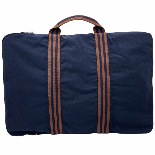 エルメス ブリーフケース フールトゥ ポルトドキュマン キャンバス ネイビー 紺 ブラウン 茶色 HERMES ビジネスバッグ ドキュメントケース 書類バッグ ハンドバッグ 手提げ バッグ バック カバン 鞄 メンズ レディース ユニセックス