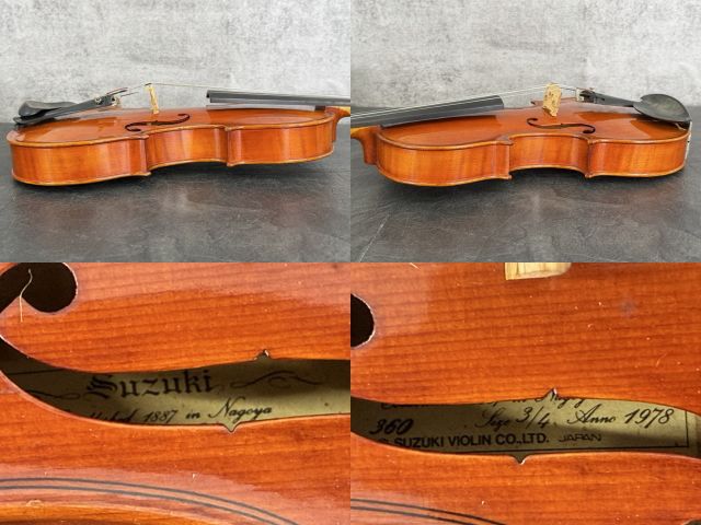 バイオリン 3 4 SUZUKI VIOLIN スズキ ヴァイオリン 360 1978年 弦楽器 ハードケース付き 514509 WWW_TRAVELLANDINDIA_COM