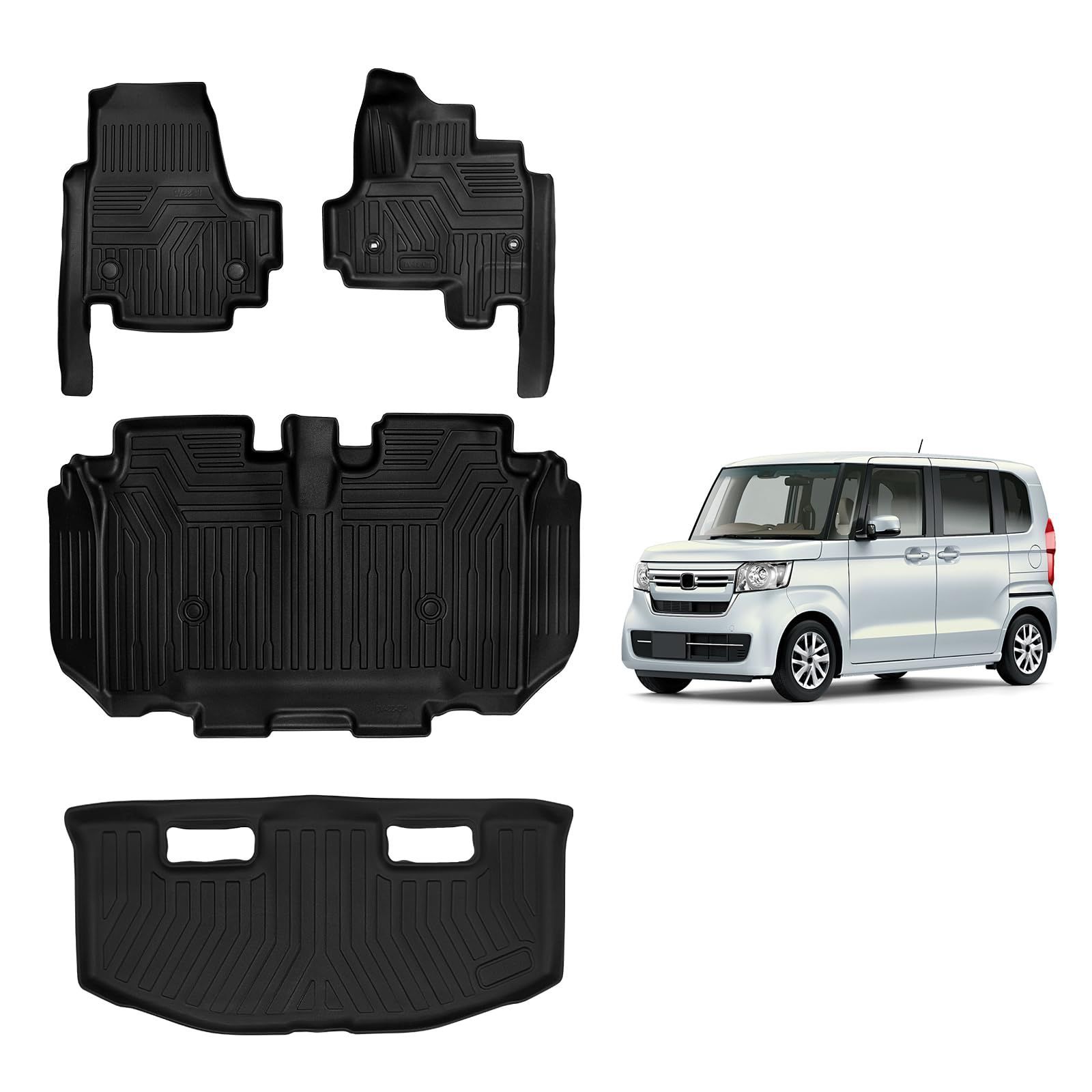 新品 ホンダ 新型 N-BOX JF3 JF4型 専用 フロアマット+ラゲッジマット 専用設計 HONDA Nbox 3D立体マット 防水 カーマット TPE材質 保護マット 耐汚れ 滑り防止 アクセサリー カスタム パーツ 4ｐセット (N-BOX JF3/