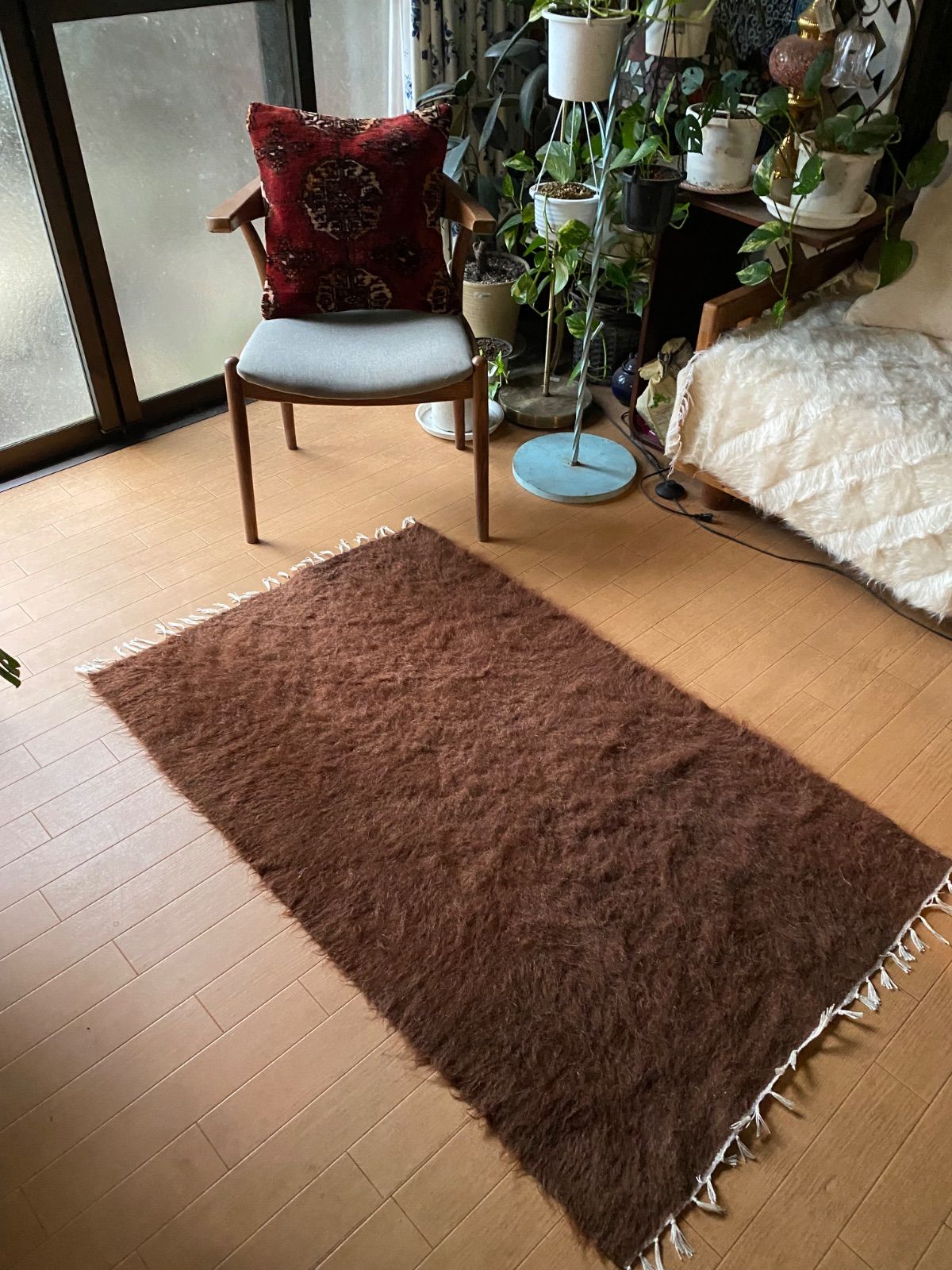 当店のみのサイズ80×130大きめ膝掛けサイズ チョコレート色