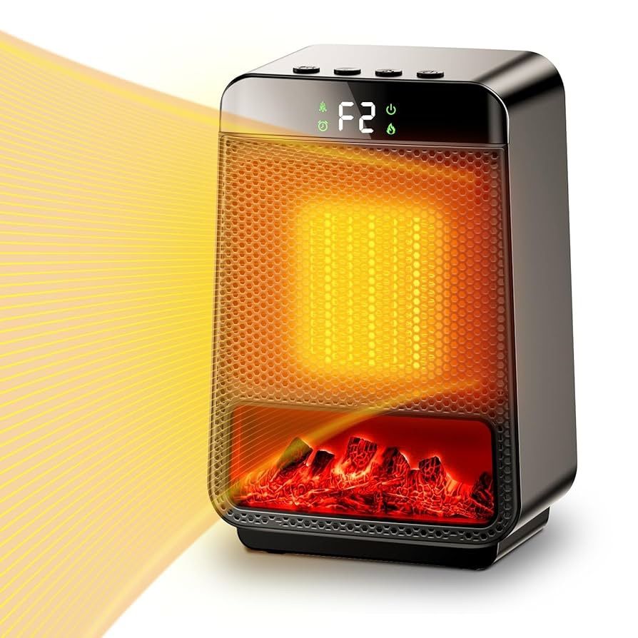 セラミックヒーター 小型 【2025冬モデル&3D疑似炎】セラミックファン