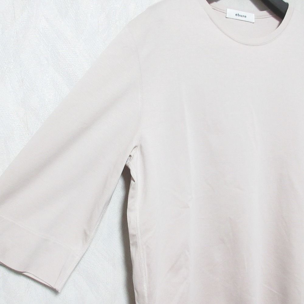 美品 ebure エブール ラウンドヘム クルーネック ハーフスリーブ カットソー Tシャツ 38 ピンクベージュ レディース 古着 中古 美品 ebure エブール ラウンドヘム クルーネック ハーフスリーブ