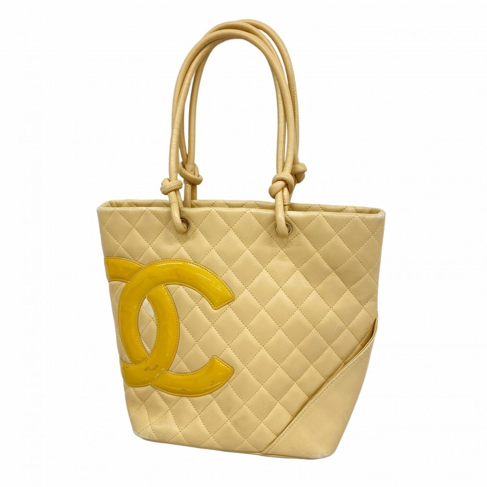 シャネル Chanel シャネル トートバッグ カンボン ラムスキン パテントレザー ベージュ レディース