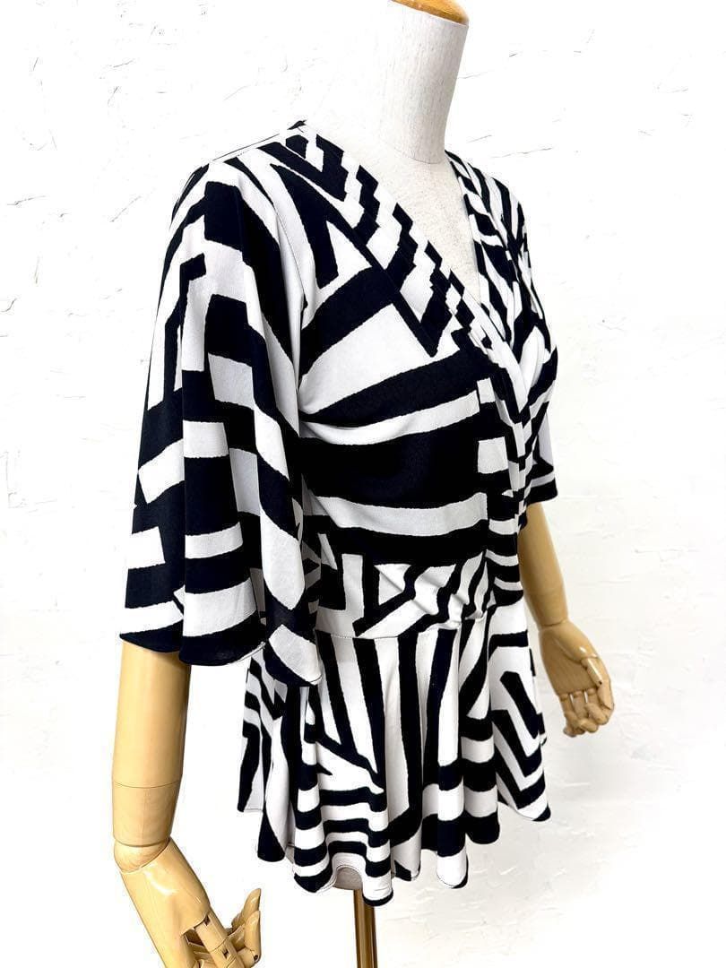 タカダンス Lサイズ 社交ダンス カシュクールカットソー白黒821 LLC-HASEGAWATOSO_COM