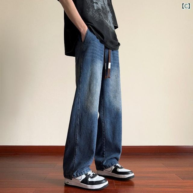 4XL]メンズ ファッション 服 男性用 オシャレ シンプル 大人 [4XL ] メンズ ファッション 服 男性用 オシャレ シンプル 大人 かっこいい 大きいサイズ ストリート 紳士服 ジーンズ 春秋 パンツ アメリカン レトロ マイルド ストレート レッグ ワイド