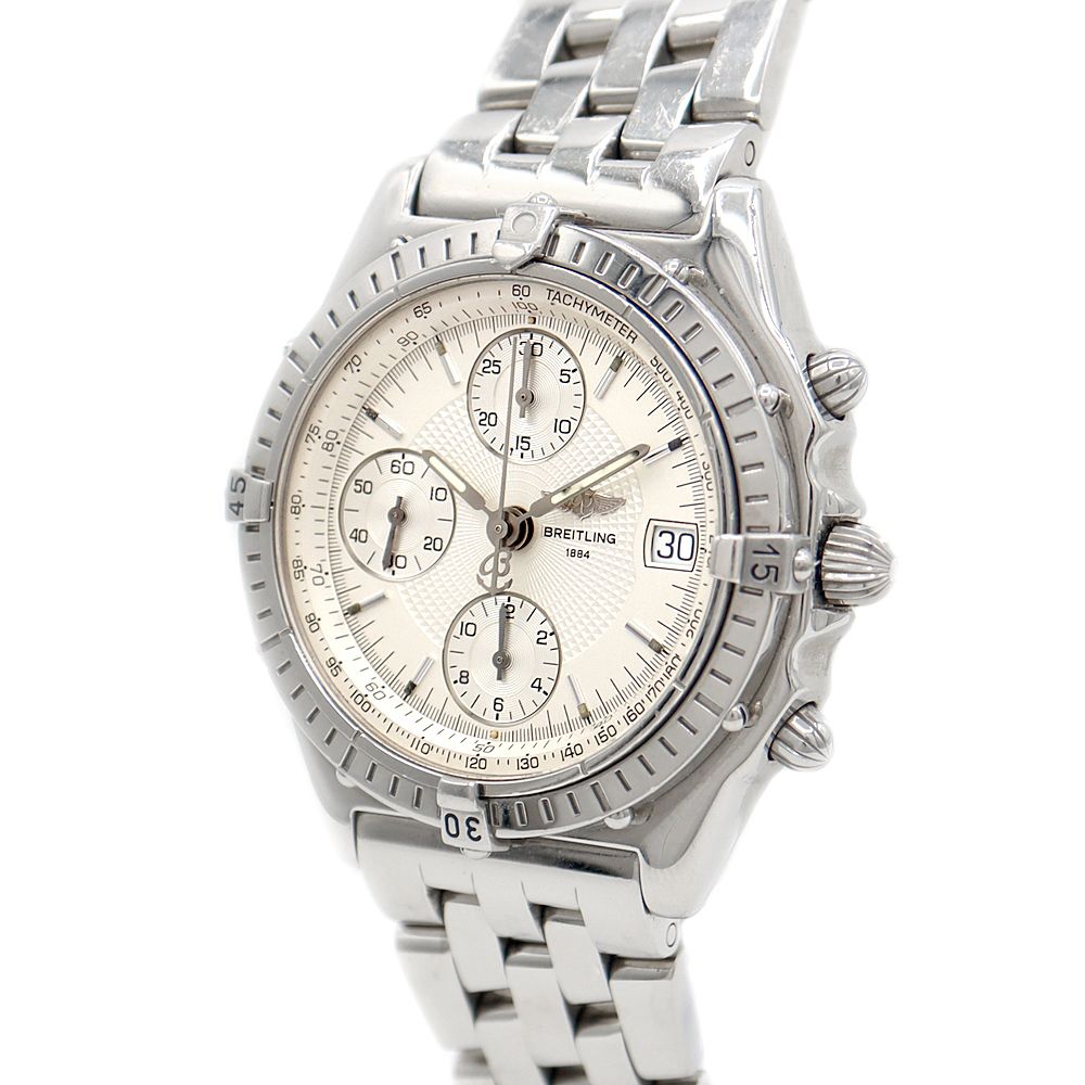 BREITLING ブライトリング クロノマット A13050 クロノグラフ 100m防水 デイト シルバー SS ステンレス メンズ 自動巻き【6ヶ月保証】【腕時計】【中古】 BREITLING ブライトリング クロノマット A13050 クロノグラフ 100m防水