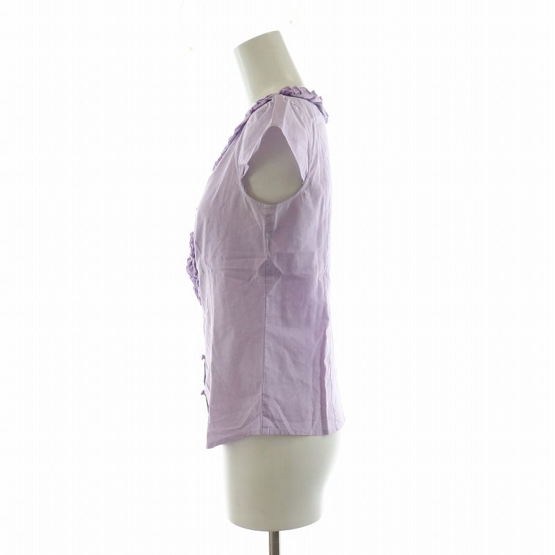 トッカ TOCCA シャツ ブラウス 半袖 フリル Vネック 0 パープル トッカ TOCCA シャツ ブラウス 半袖 フリル Vネック 0 パープル