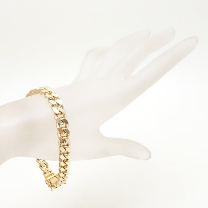 金の指輪と金のネックレス 喜平ブレスレット K18YG イエローゴールド 2面 シングル 20cm 50.3g