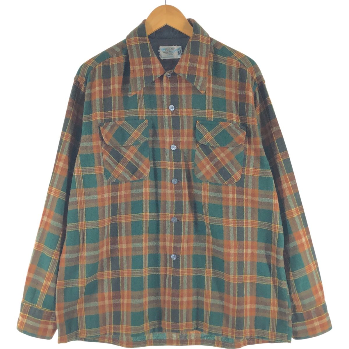 古着 70年代 ジェイシーペニー J.C.Penney チェック柄 オープンカラー 
