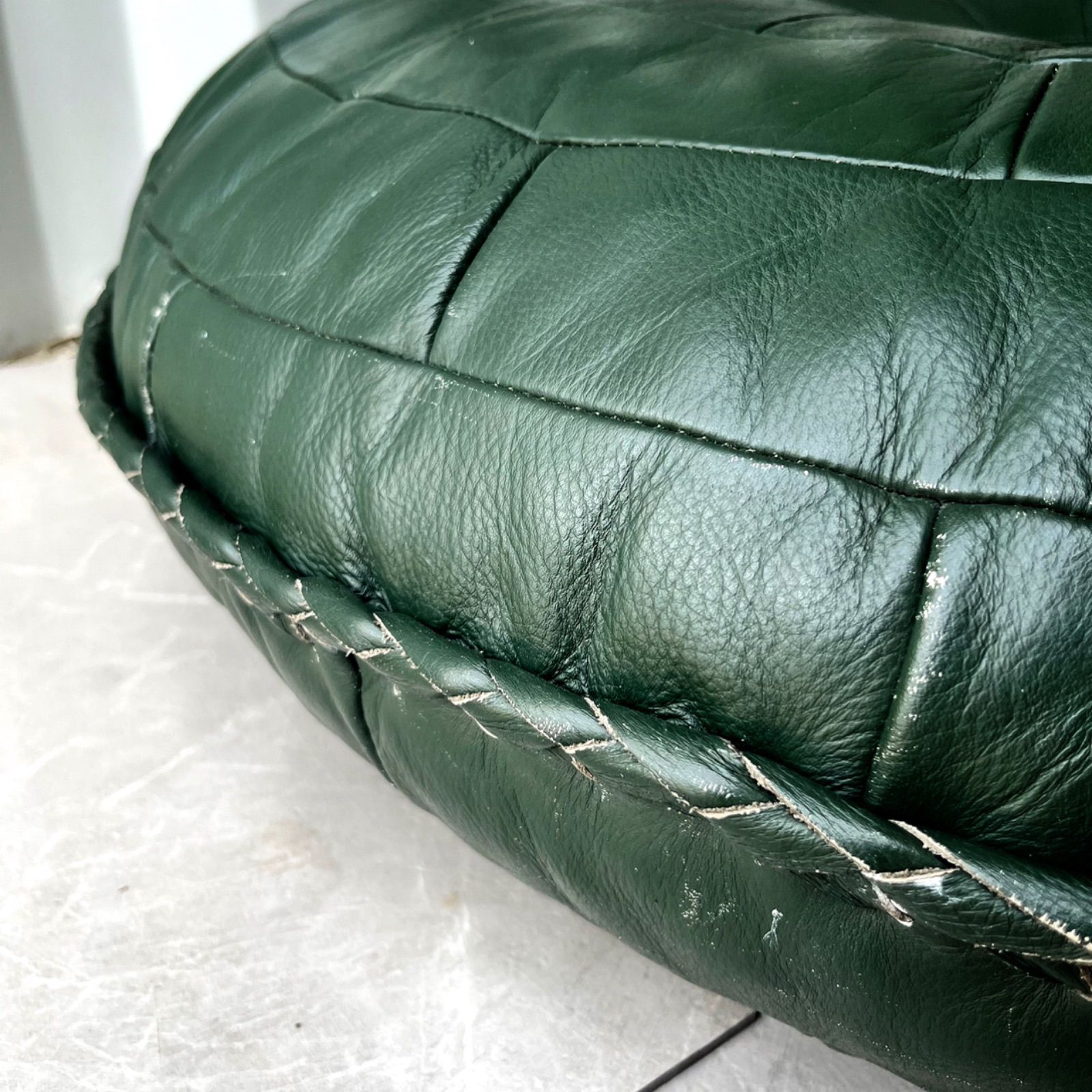 取付無料！カンディハウス グリーン本革 カワクッション 円形レザー座布団✨ 取付無料！カンディハウス グリーン本革 カワクッション 円形レザー