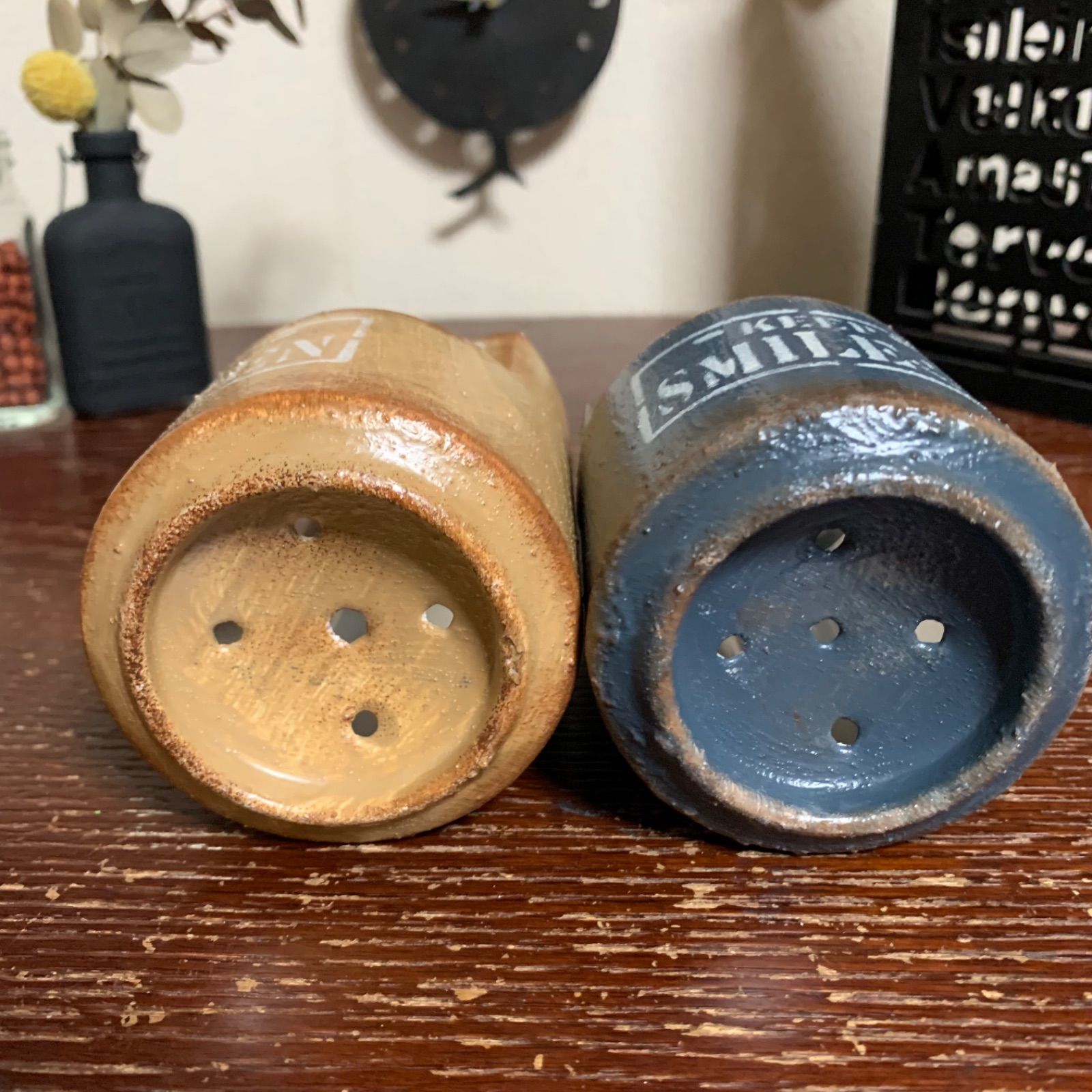 2段寄せ♡ リメイク缶 2個セット (カフェオレ・ミッドナイトブルー