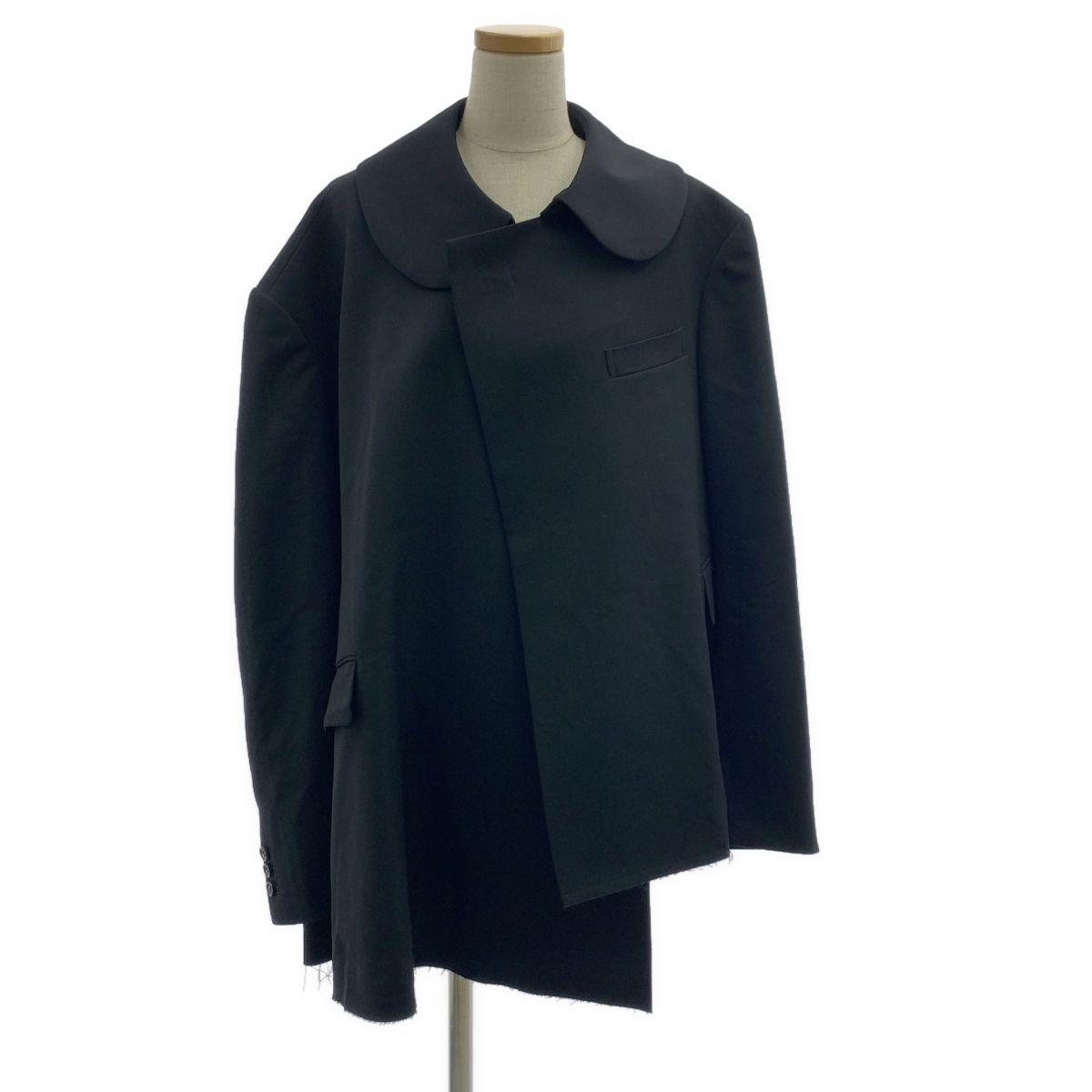 COMME des GARCONS | コムデギャルソン | 2025SS | 変形 アシンメトリー カットオフ オーバーシルエット 丸襟 ジャケット | M | ブラック | レディース