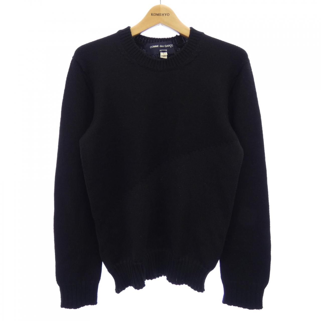 コムデギャルソンオム 黒 ニットセーター HT-T021 CABLE CREW NECK KNIT BLACK - COMME des GARÇONS HOMME PLUS