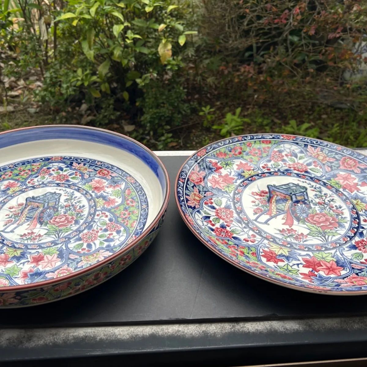 未使用品 】貞峰作 御所車 料理揃 大皿 皿 2枚 セット まとめ売り