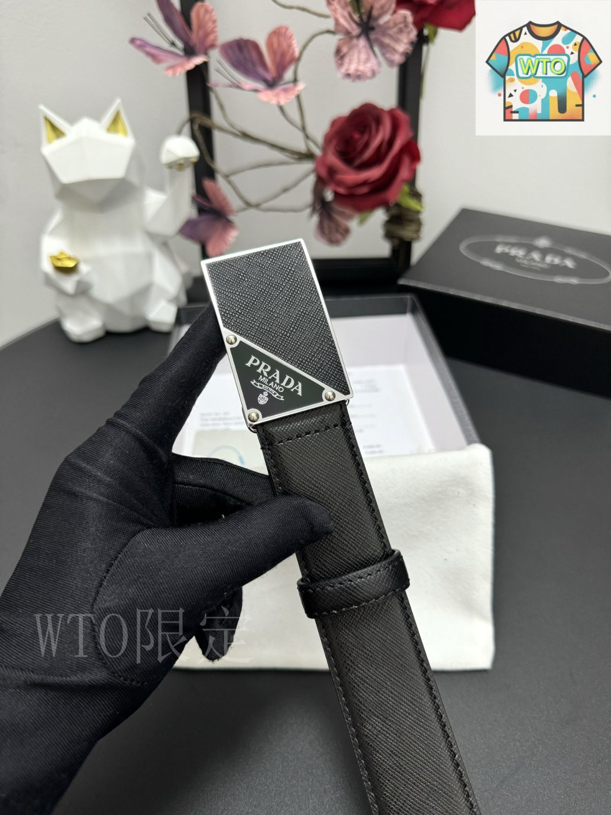 PRADA ブラック レザーベルト Amazon | [Prada] [プラダ] メンズ レザー ベルト 2CC001 ZO6