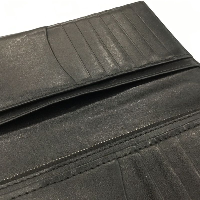 美品 セリーヌ　バーティカルウォレット 長財布 シボ革 レザー ブラック ロゴ 美品 セリーヌ バーティカルウォレット 長財布 シボ革 レザー ブラック