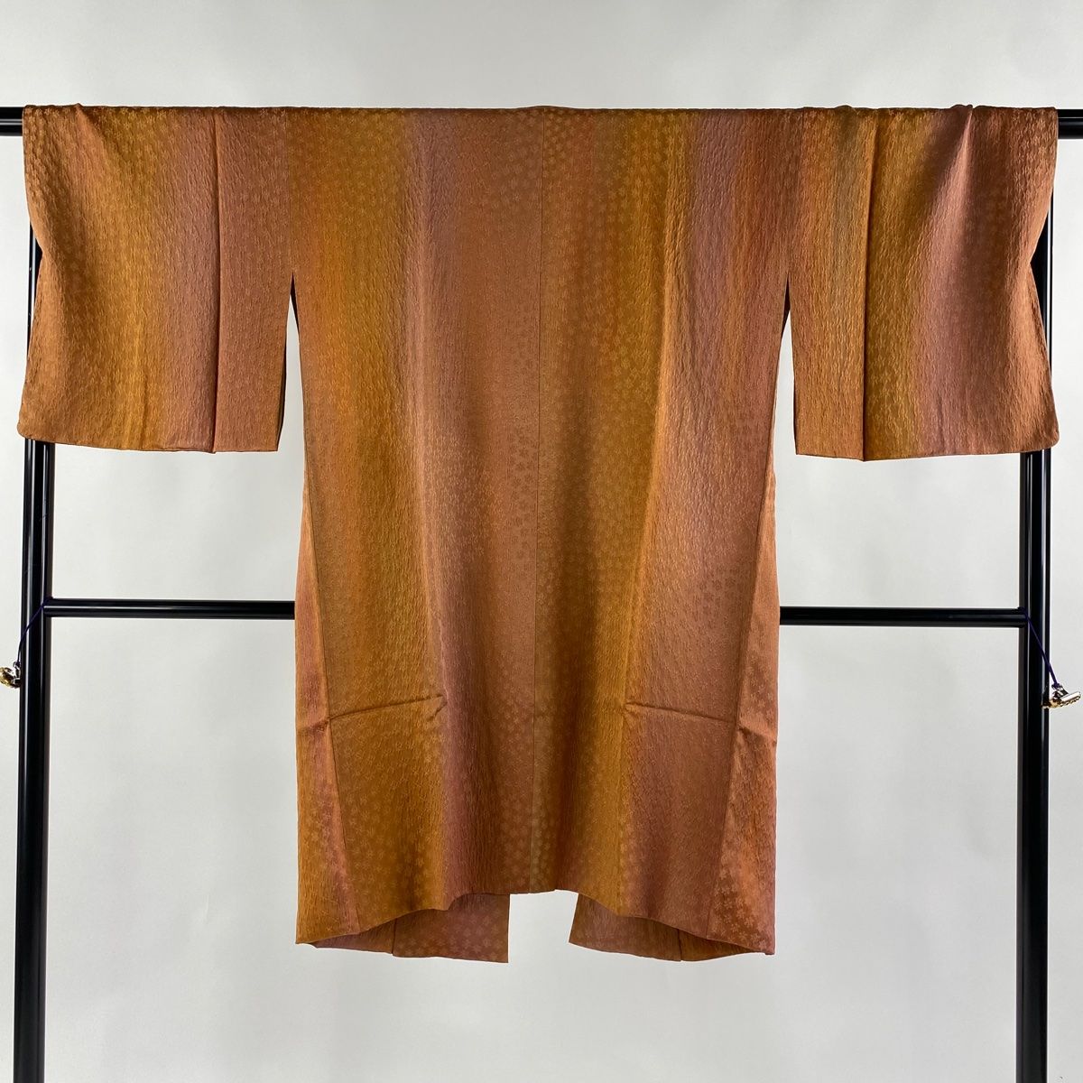 道中着 身丈106.5cm 裄丈68cm L 和装コート 地紋 縦ぼかし オレンジ  