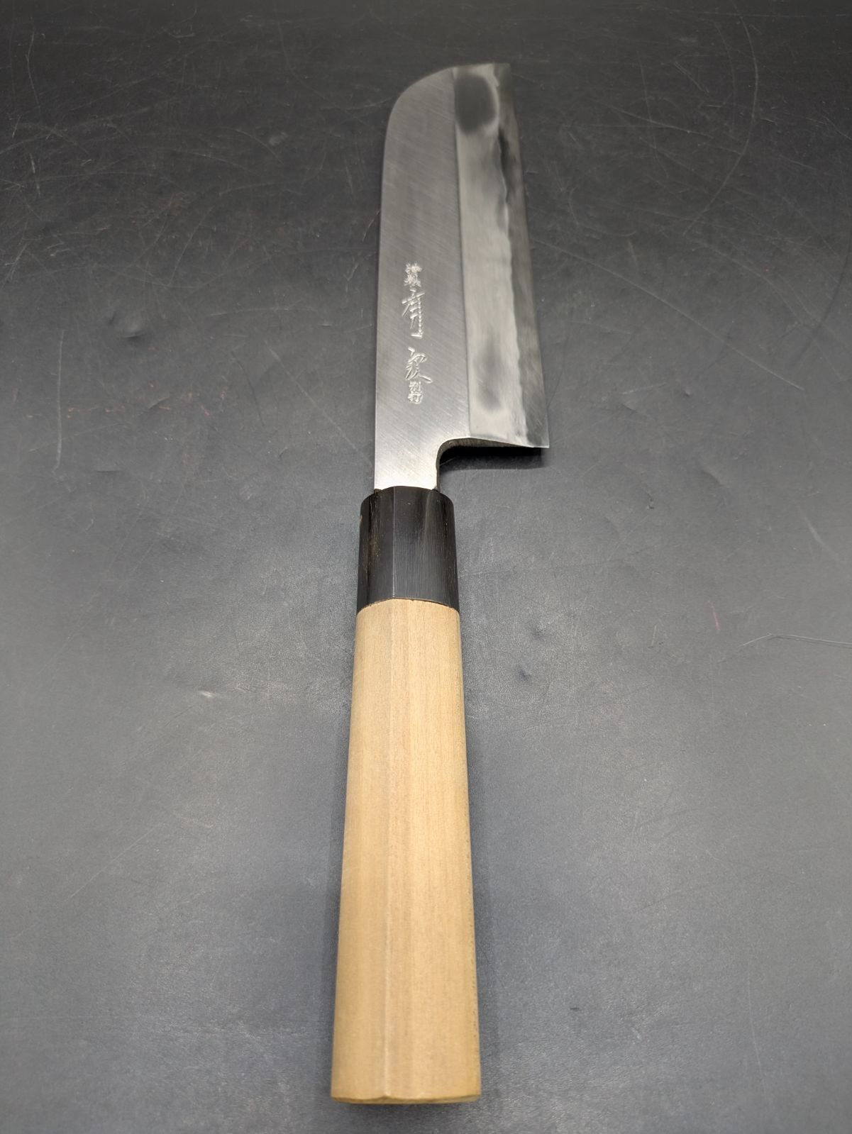 特製 有次 鎌型薄刃包丁 刃渡り19.5cm 青鋼