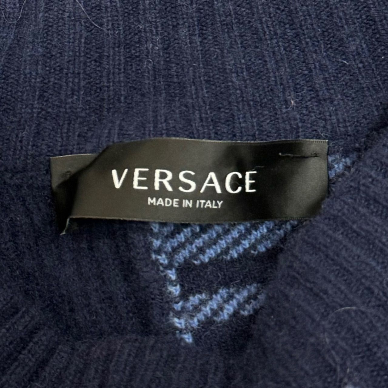 VERSACE クレイジーパターン ニット フリンジ チェック セーター