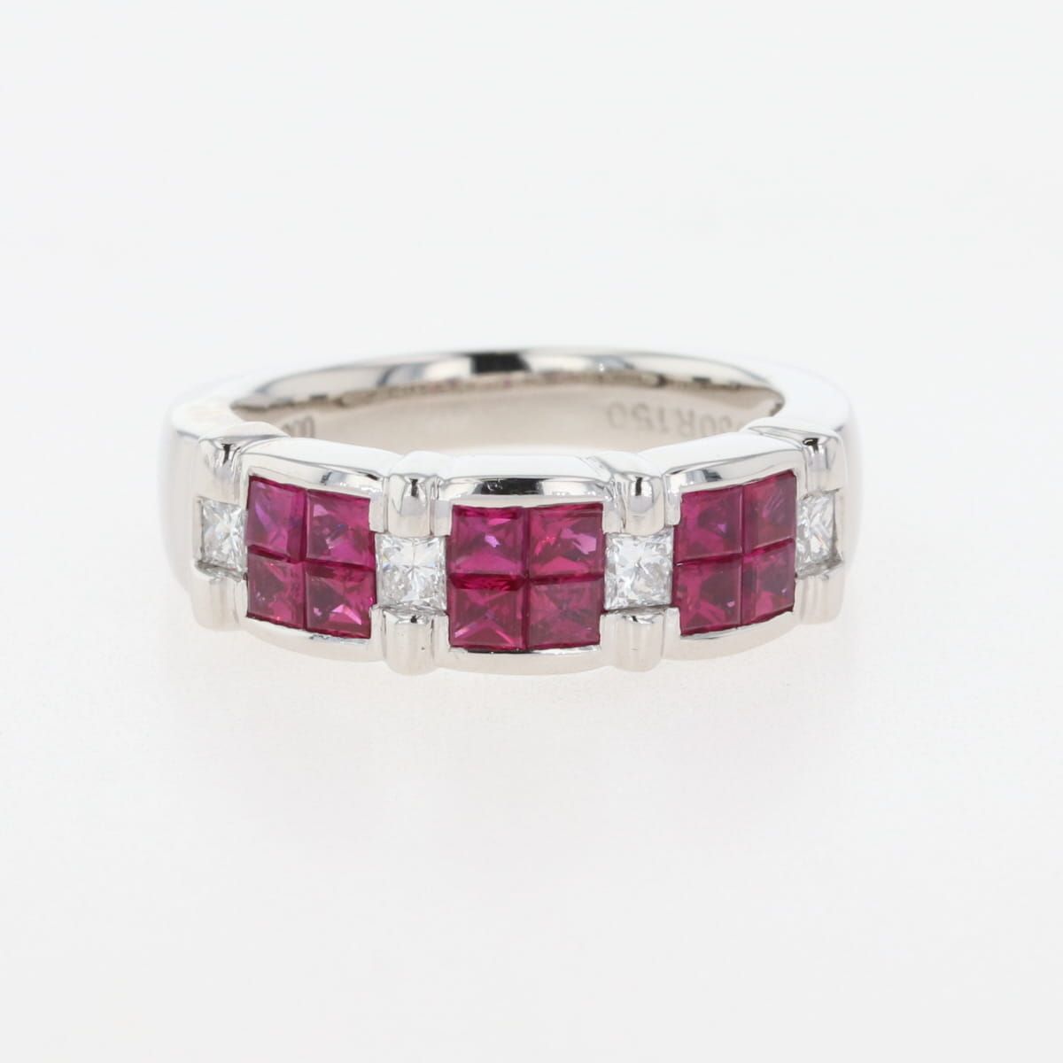 ルビー デザインリング プラチナ 指輪 メレダイヤ リング 11.5号 Pt900 ルビー ダイヤモンド レディース