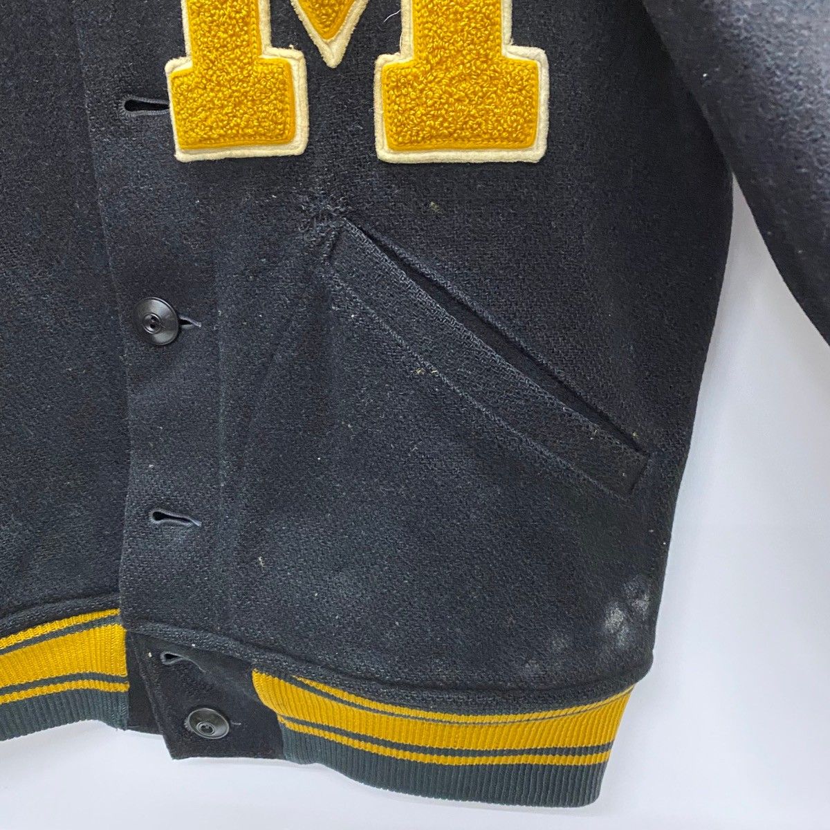 チャンピオン Champion 50 s ランタグ ヴィンテージ スタジャン エルボーパッチ ジャケット ブラック 40サイズ 201MT-4650 VB KANDAIZUMI_COM