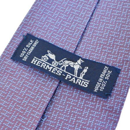 超美品 エルメス HERMES ネクタイ Hロゴ パープル シルク 100