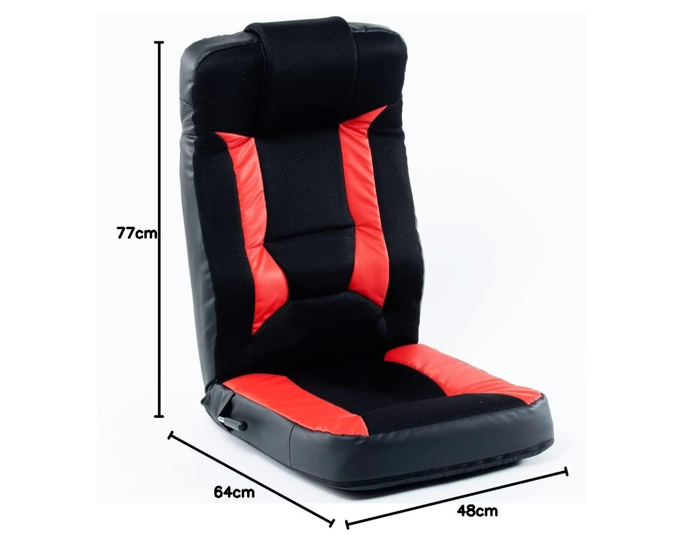 GCN-4812 レッド 収納 ヘッド部調節 48×64×77 リクライニング 通気性 ゲーミングチェア 座椅子 通気性メッシュ製 ゲーミング座椅子 アイリスプラザ