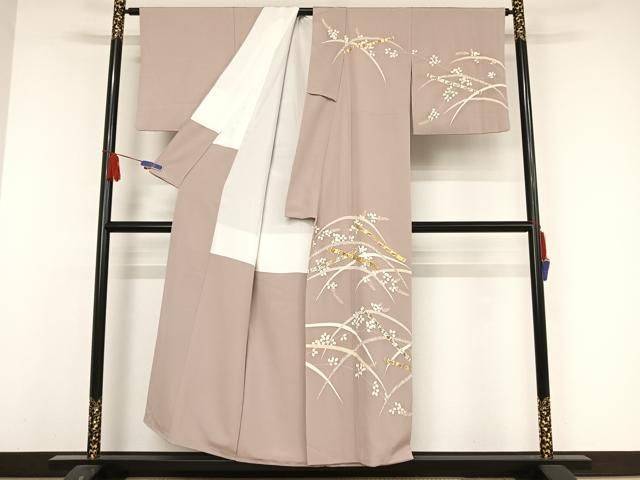 平和屋着物○銀座きしや 訪問着 駒刺繍 花楽器文 金糸 金彩 正絹 逸品  