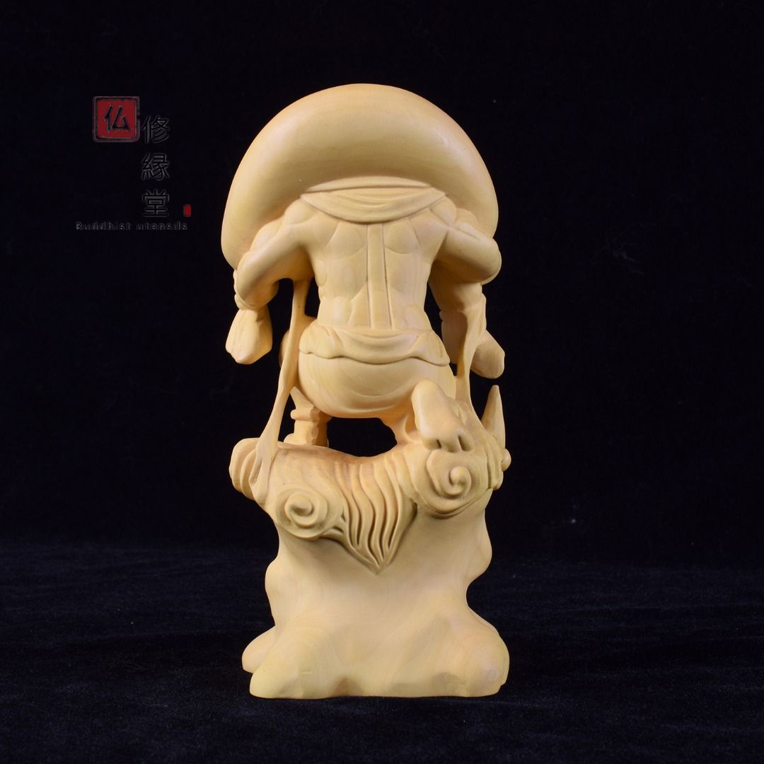 修縁堂】高品質 木彫仏像 販売済み 風神立像 彫刻 仏教工芸 柘植材