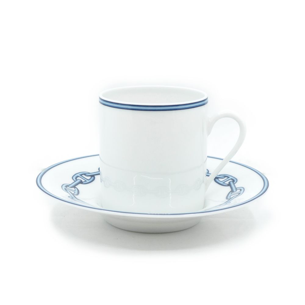 栄 エルメス カップ ソーサー シェーヌダンクル 白 青 ブルー デミタスカップ 食器 皿 小物 その他 箱