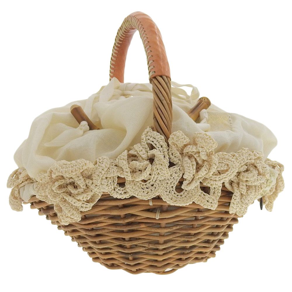 eb.a.gos エバゴス 紅籐×ムートン ワンハンドル シルクファーのカバー付き！ 「エバゴス」のワンハンドルバスケット